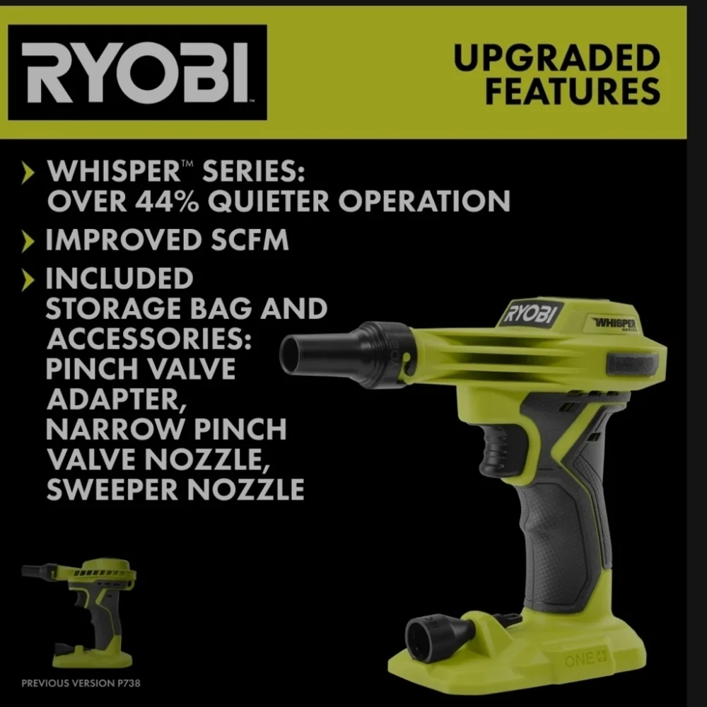 2 Box RYOBI ONE+ 18V Whisper High Volume Inflator - Yellow/Black (Two Boxes) - Picture 4 of 16
